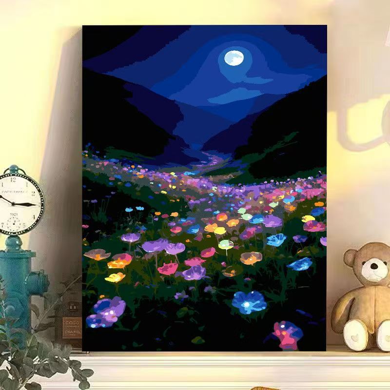 Nighttime Floral Landscape Canvas Art Stornfield