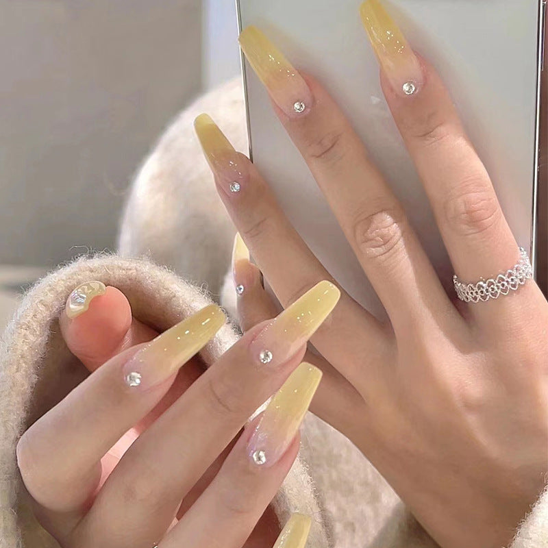 Rhinestone-Embellished Long-Lasting Press-On Nail Set