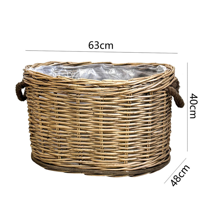Rustic laundry basket with decorative handles Stornfield