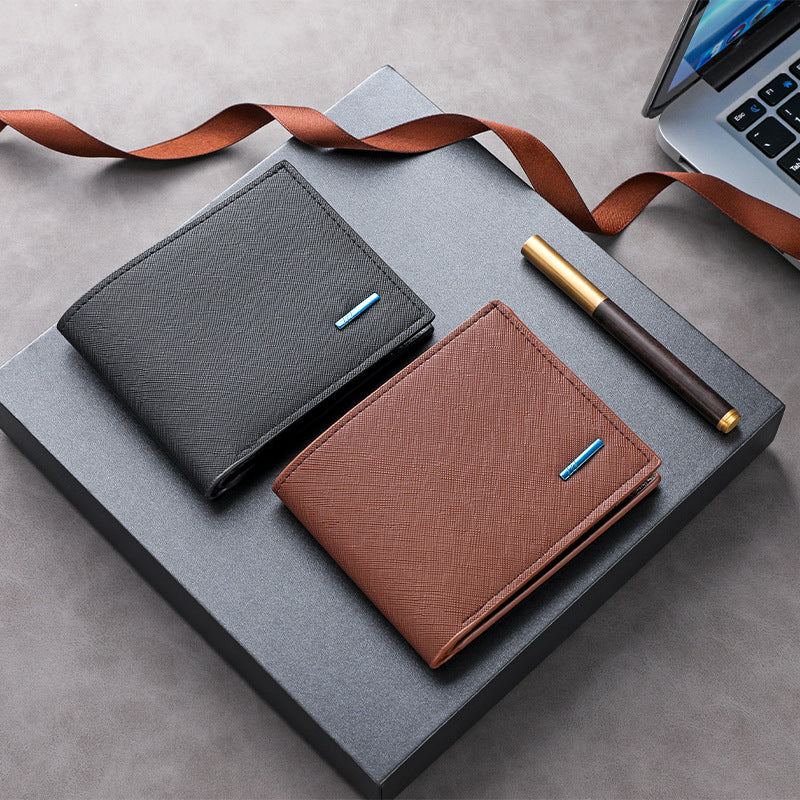 Textured Leather Folded Wallet Stornfield