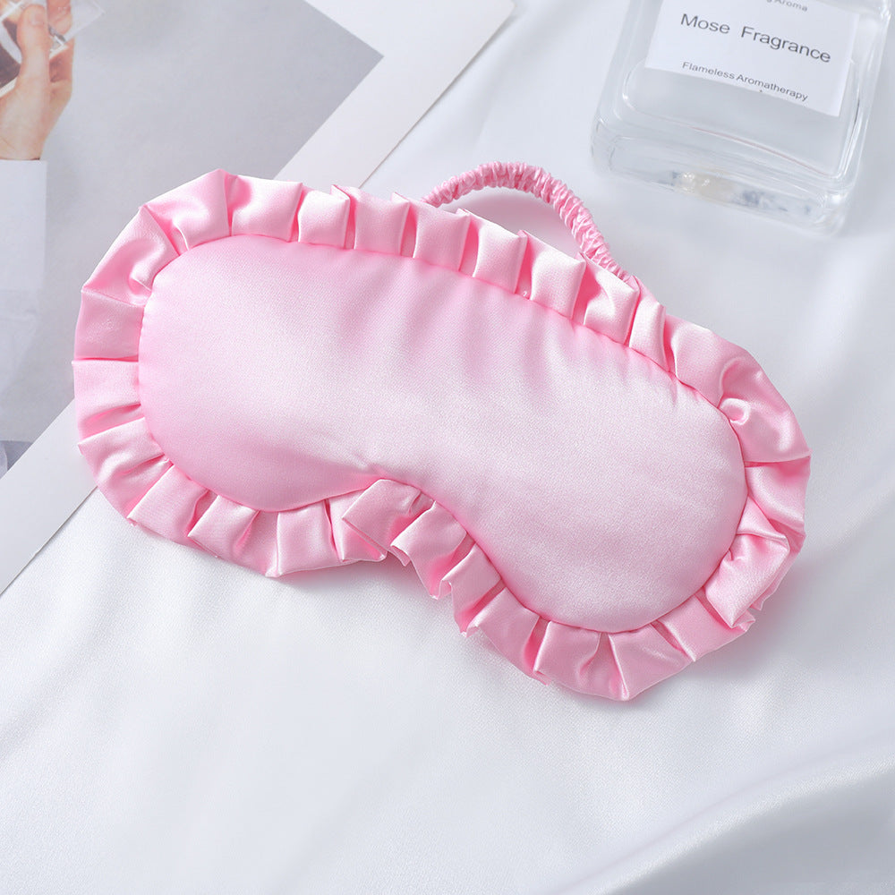 Women's nan satin-gloss eye mask with ergonomic contour, frilled ruffle edge, and gentle padding Stornfield