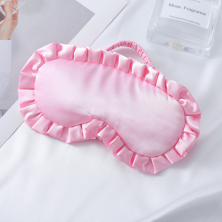 Women's nan satin-gloss eye mask with ergonomic contour, frilled ruffle edge, and gentle padding Stornfield
