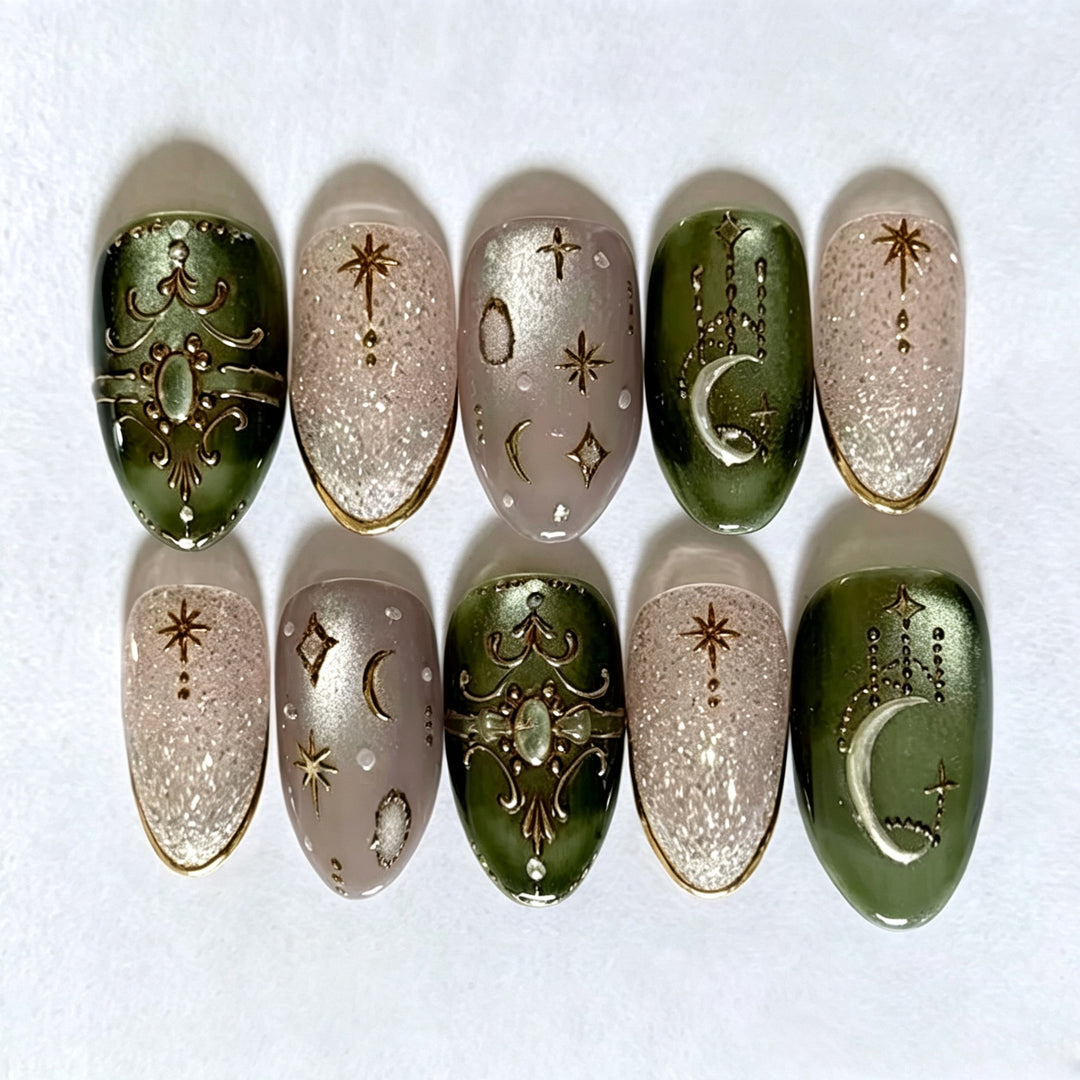 Celestial Themed Press-On Nail Art Set Stornfield