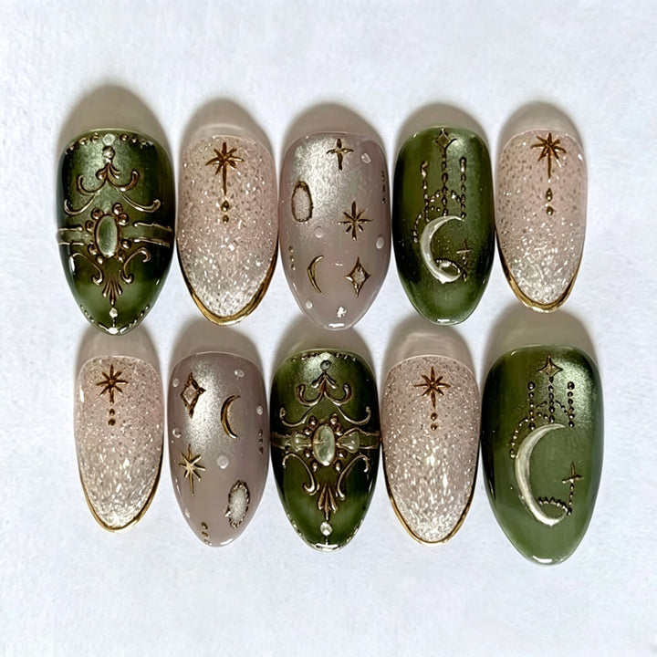 Celestial Themed Press-On Nail Art Set Stornfield
