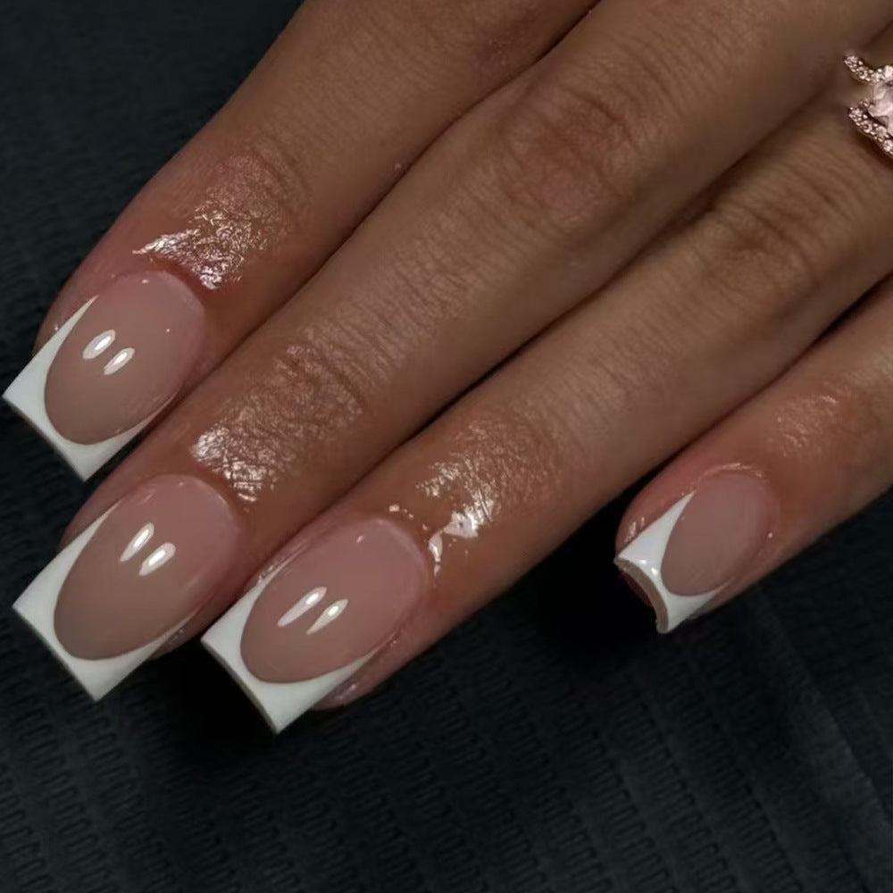 Elegant French Tip Acrylic Press-On Nails Stornfield