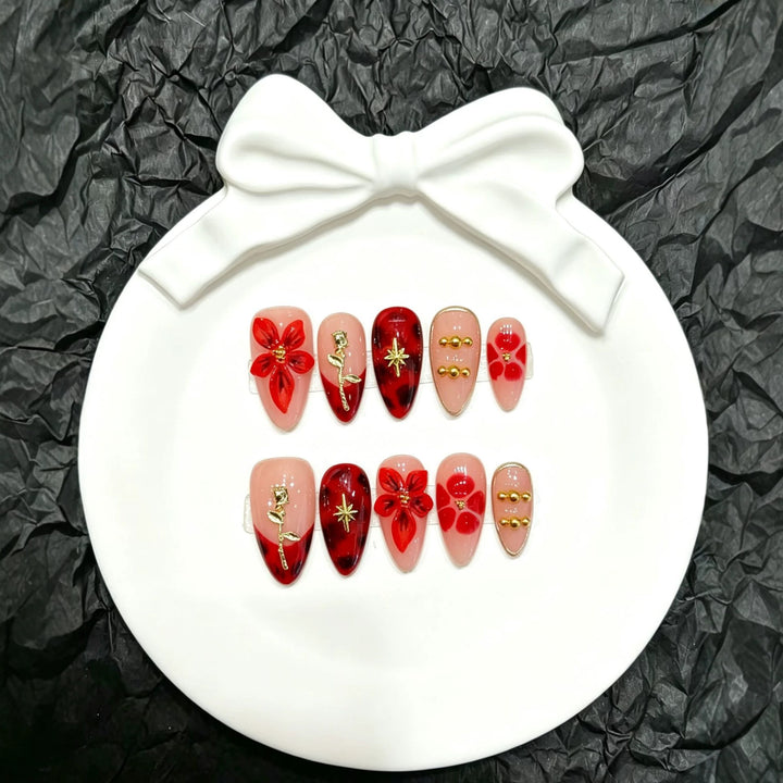 Artistic Floral Design Press-On Nail Art