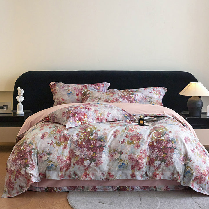 Luxury Floral Cotton Sateen Duvet Cover Set