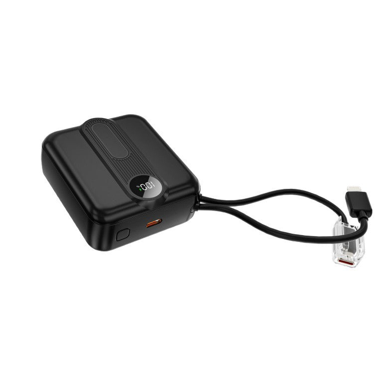 Portable power bank with integrated fast charging cables and digital charging status indicator Stornfield