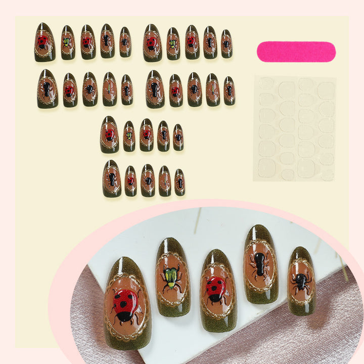 Artistic Insect-Themed Press-On Nail Set Stornfield