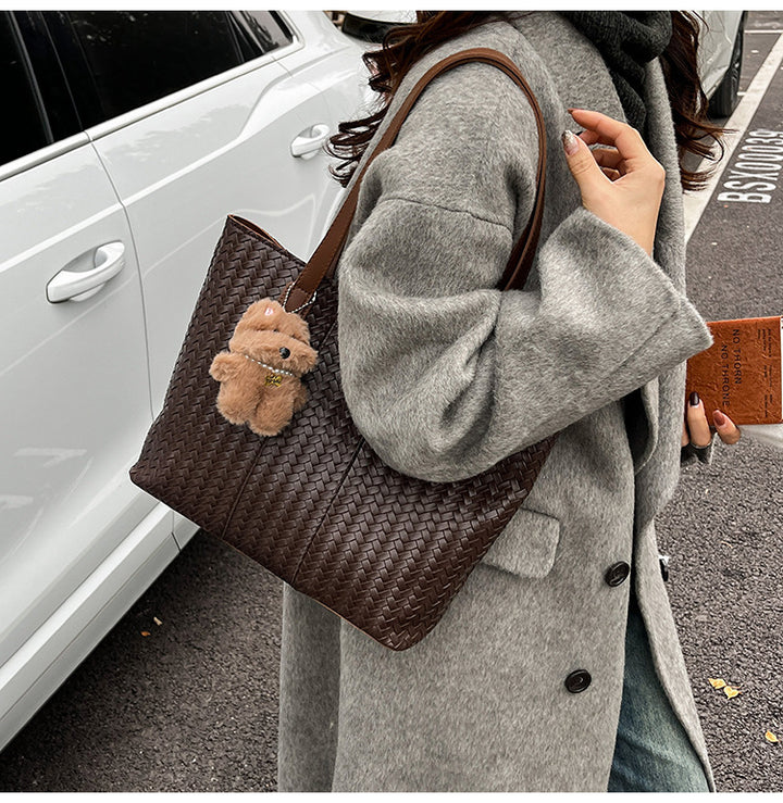 Woven Leather Shoulder Tote Bag Stornfield
