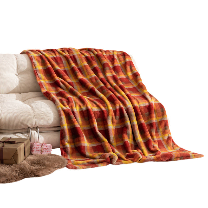 Cozy microfiber throw blanket with check pattern