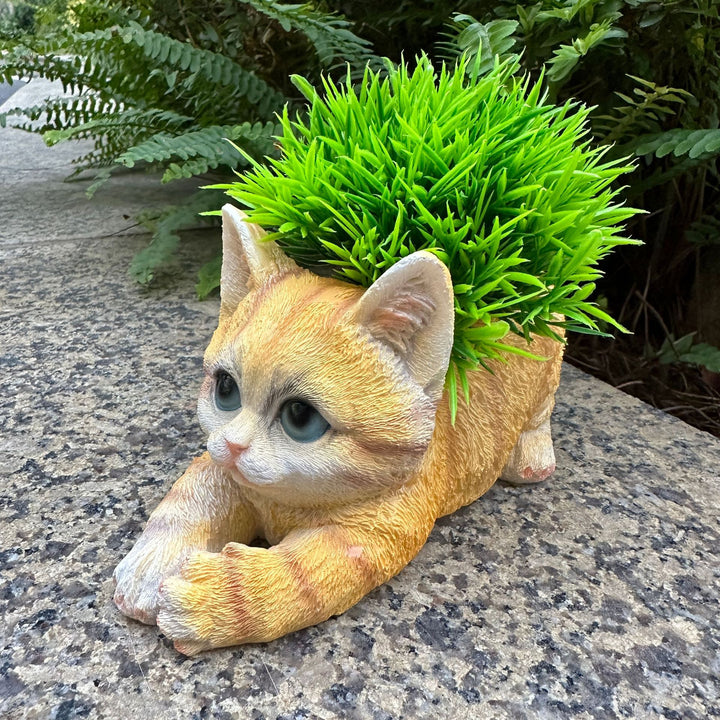 Decorative cat with plant pot Stornfield