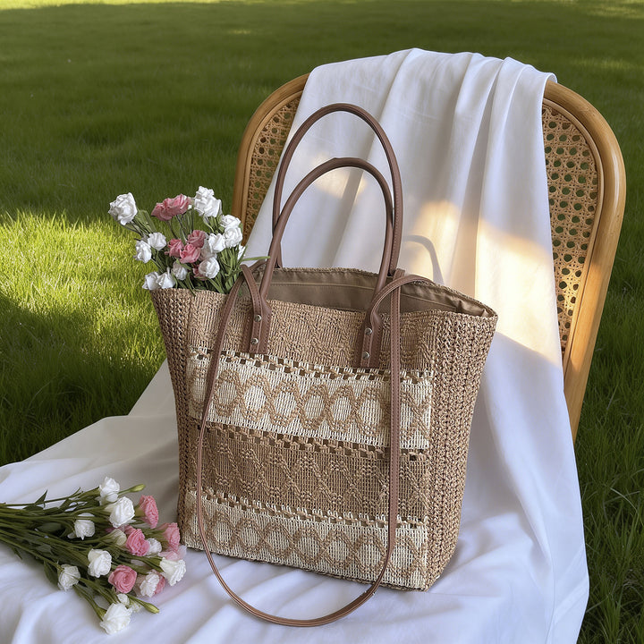 Woven Straw Market Tote Bag
