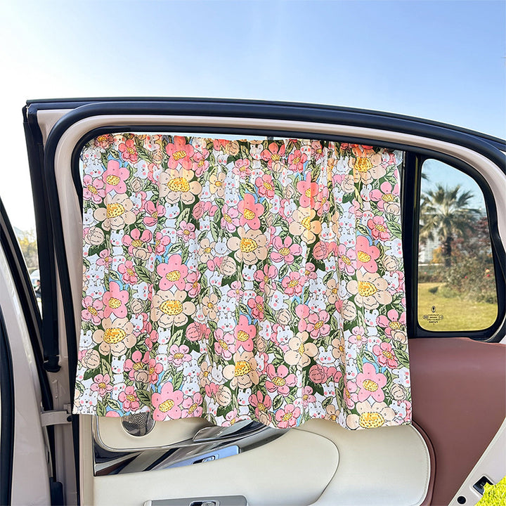 Unisex nan sun protection car curtain with elastic fastening strap and opaque cotton blend Stornfield