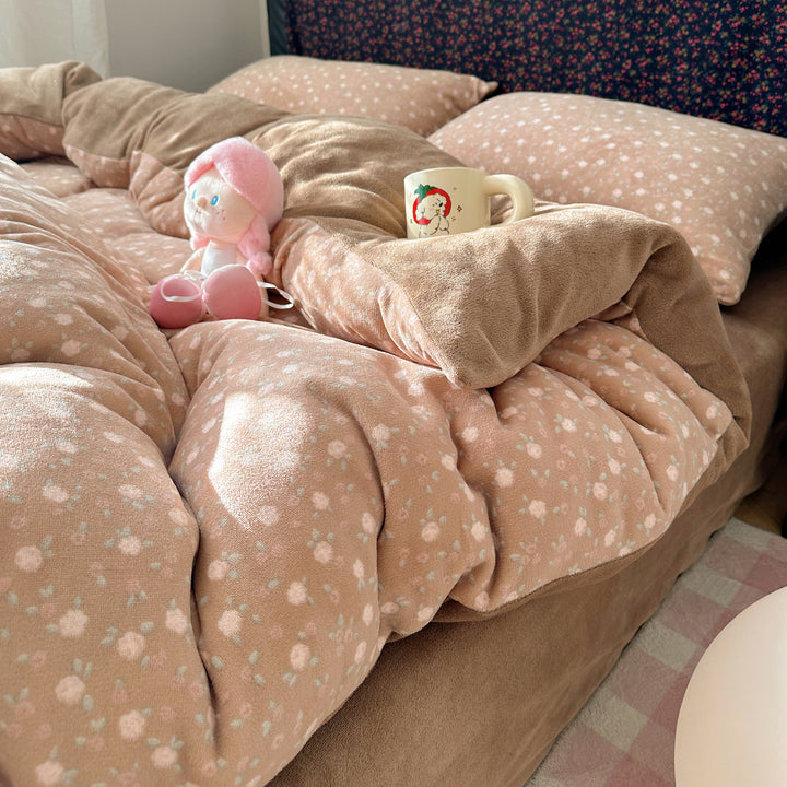 Children's Plush Reversible Teddy Patchwork Comforter Bed Set