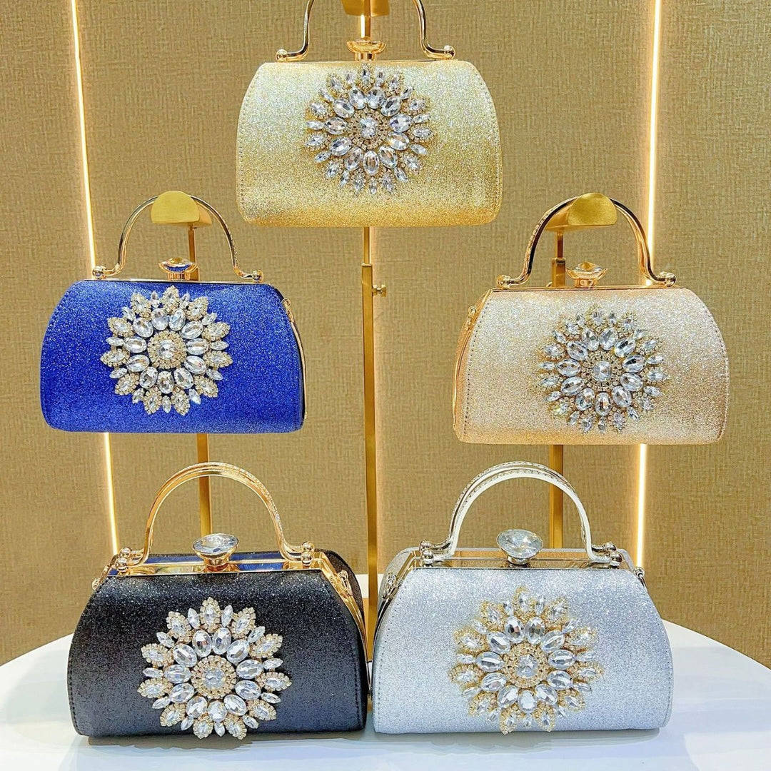 Glittering Floral Embellished Evening Handbag