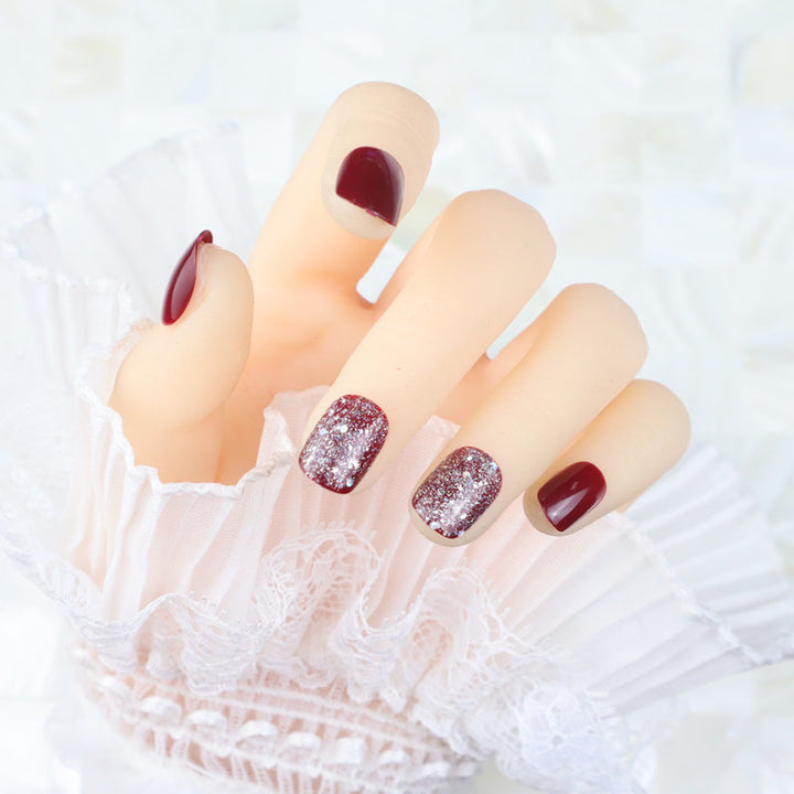Glossy Press-On Nail Set with Glitter Accents Stornfield