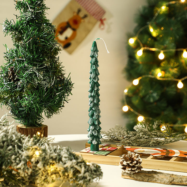 Handcrafted Sculpted Christmas Tree Taper Candle