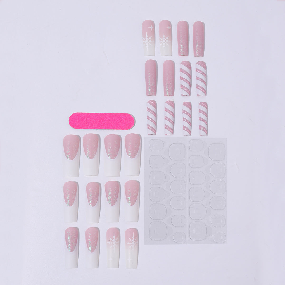 Creative Nail Art Set with Festive Candy Cane Design and Glittering Accents Stornfield