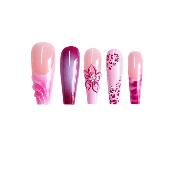 Artistic Floral and Gemstone Press-On Nails Stornfield