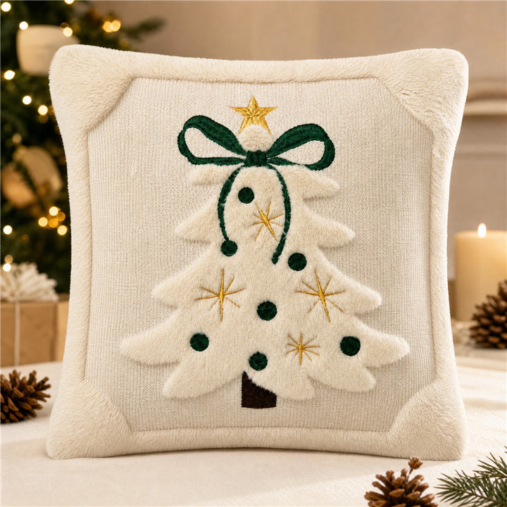 Autumn Plush Decorative Throw Pillow with Dimensional Pumpkin Applique