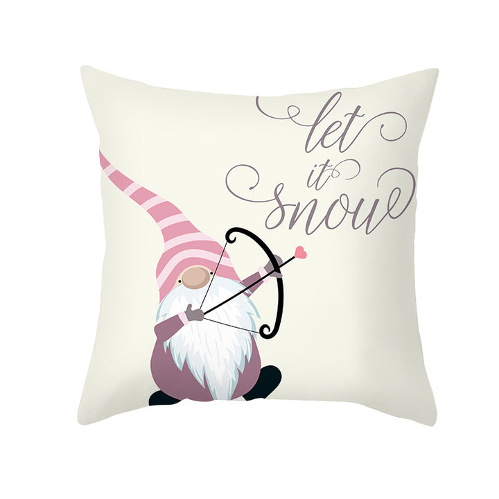 Holiday Decorative Throw Pillow Plush Polyester Cover Festive Santa Reindeer Snowman Print