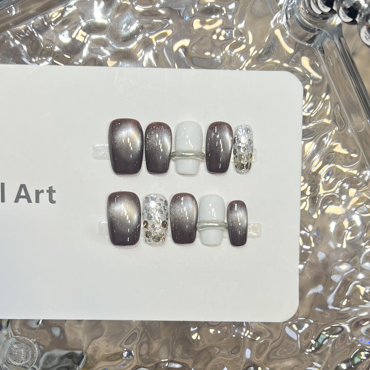 Press-On Nail Art Set with Ombre and Glitter Accents Stornfield