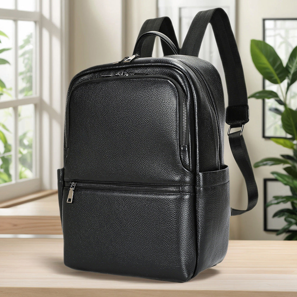 Premium Leather Multi-Compartment Backpack