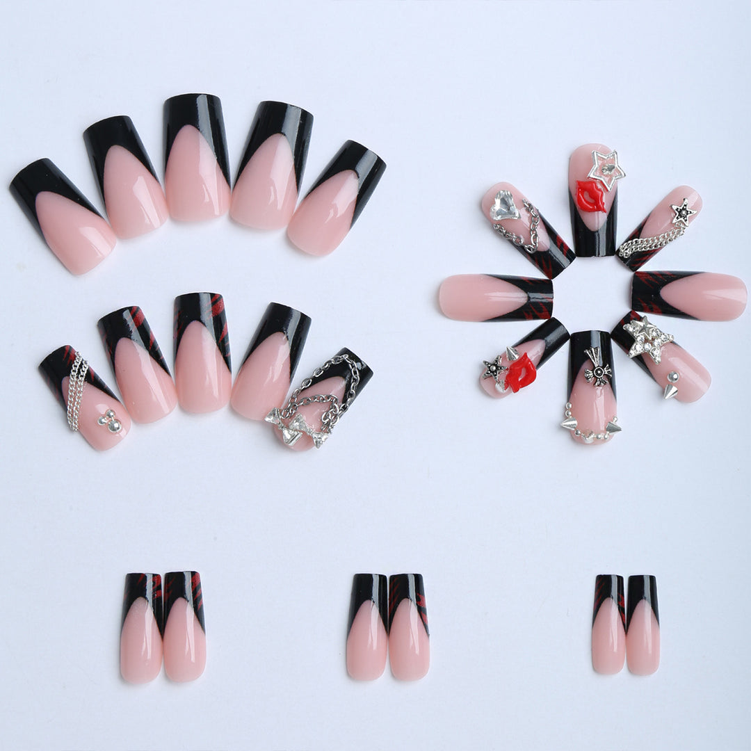Artificial nails with glamorous 3D decorations and noble accents Stornfield