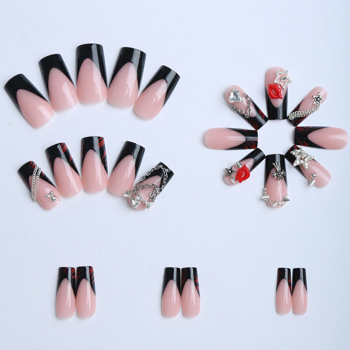 Artificial nails with glamorous 3D decorations and noble accents Stornfield