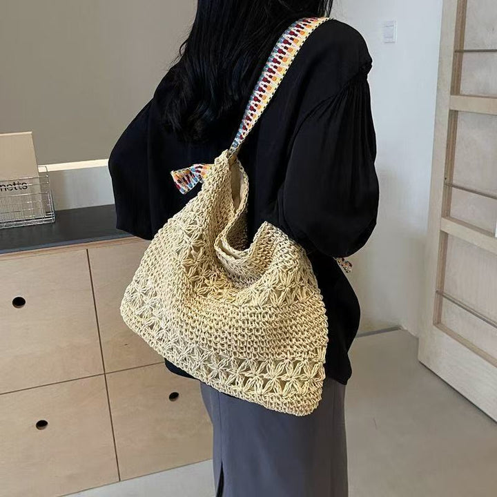 Handcrafted tote bag with colorful shoulder strap Stornfield