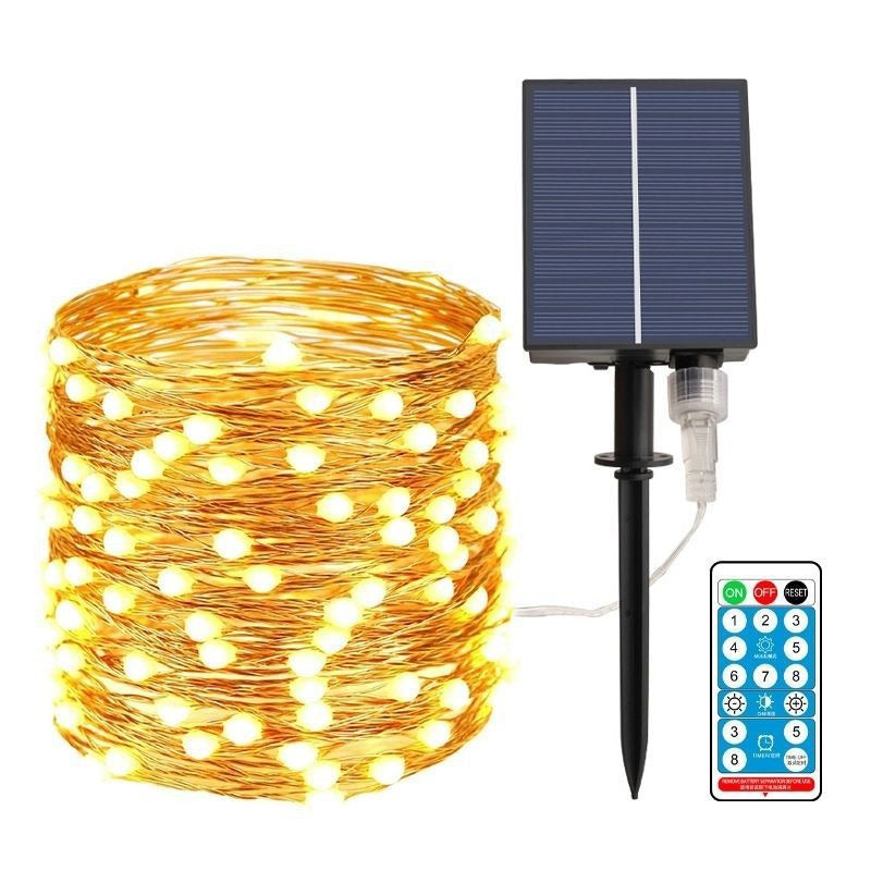 Solar Copper Wire Fairy String Lights With Dual Stake Panels Stornfield