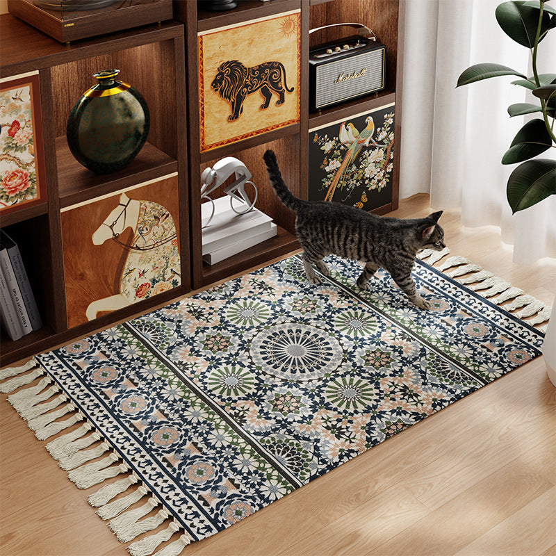 Decorative Area Rug with Fringed Edges Stornfield