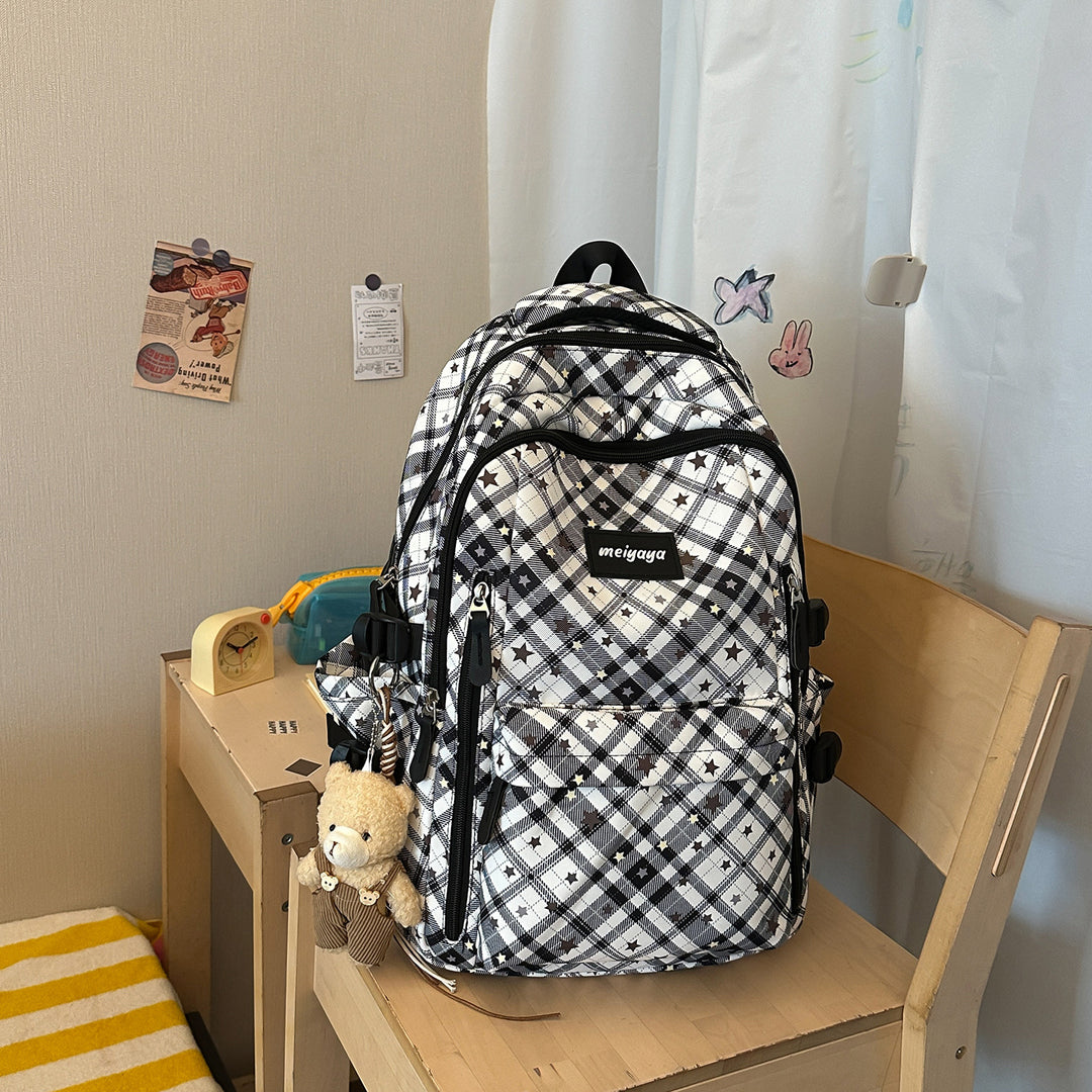 Playful Plaid Patterned Backpack