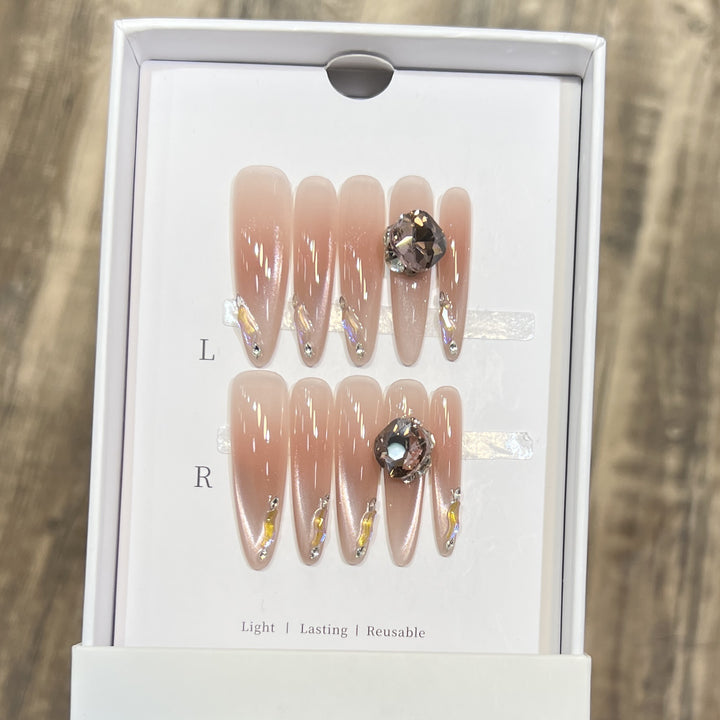 Reusable Stiletto Nail Art Set with Elegant Rhinestone Embellishments Stornfield