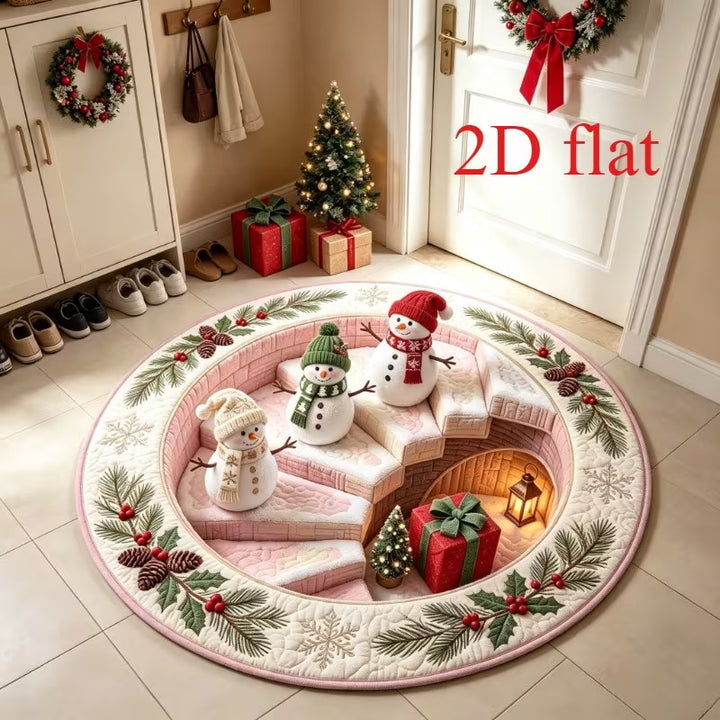3D Holiday Themed Round Area Rug