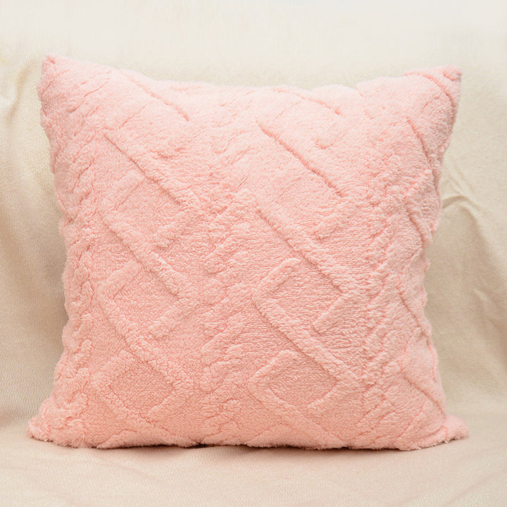 Plush Textured Sherpa Square Throw Pillow Cover with Geometric Tufting