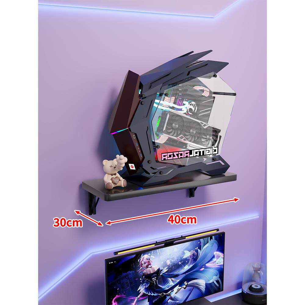 Wall-Mount Floating Shelf for Mid-Tower Gaming PC with Reinforced Brackets