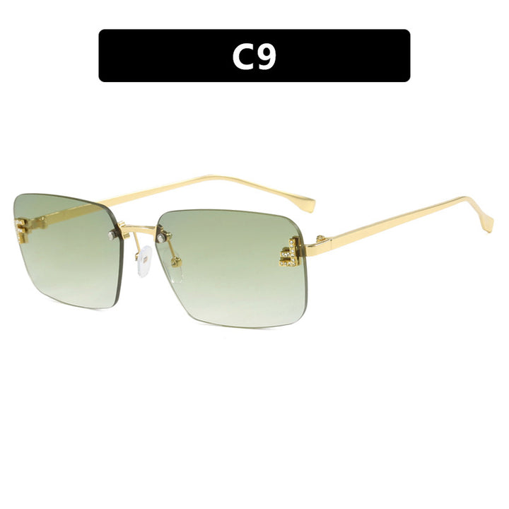 Ladies square sunglasses with elegant golden frame and stylish lenses Stornfield