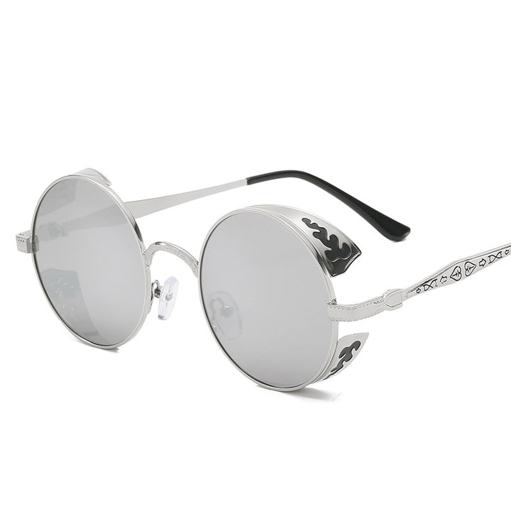 Ladies round sunglasses with luxurious gold frame and decorative elements Stornfield