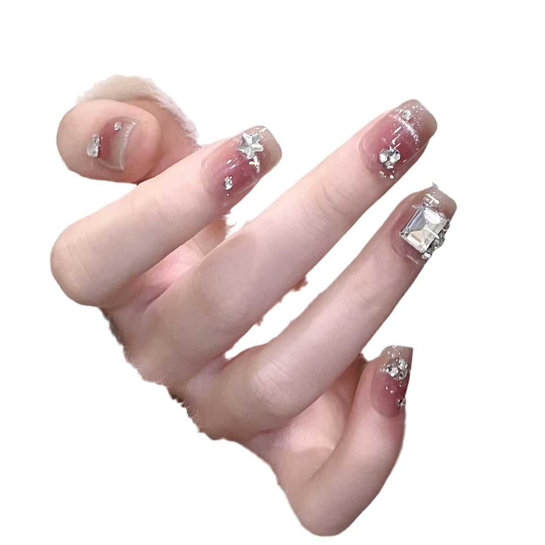 Glamorous Rhinestone-Embellished Press-On Nail Art Stornfield