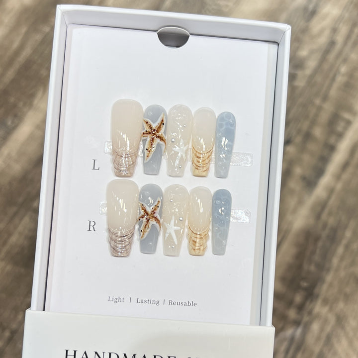 Handmade Coastal-Inspired Press-On Nail Set Stornfield