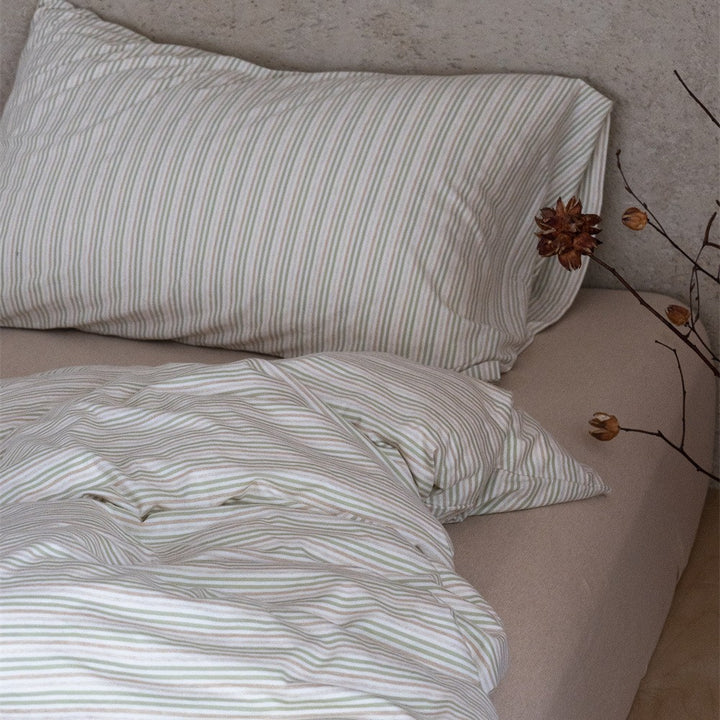 Striped Cotton-Linen Sateen Duvet Cover and Pillowcase Set