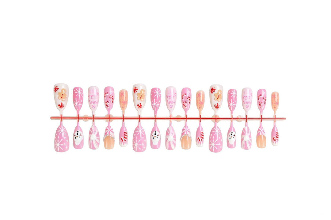 Acrylic nail set with festive Christmas designs and glamorous accents Stornfield