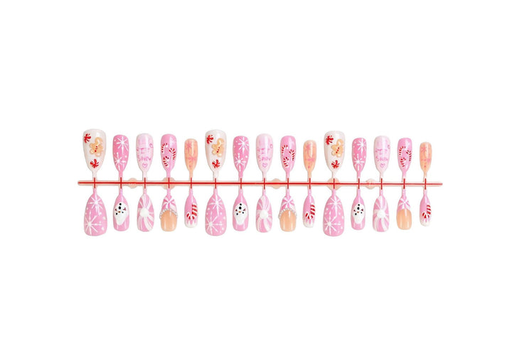Acrylic nail set with festive Christmas designs and glamorous accents Stornfield