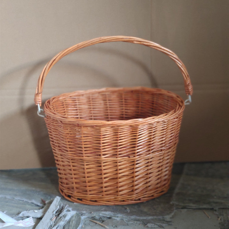 woven rattan bicycle front basket with quick-release mounting system Stornfield