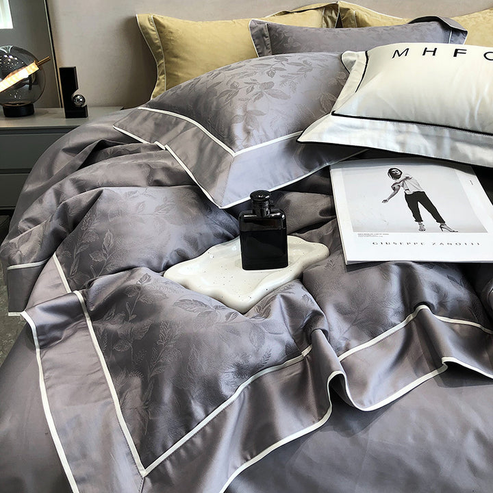 Luxury Cotton-Sateen Duvet Cover Ensemble with Hidden Closure, Corner Ties & Matching Shams