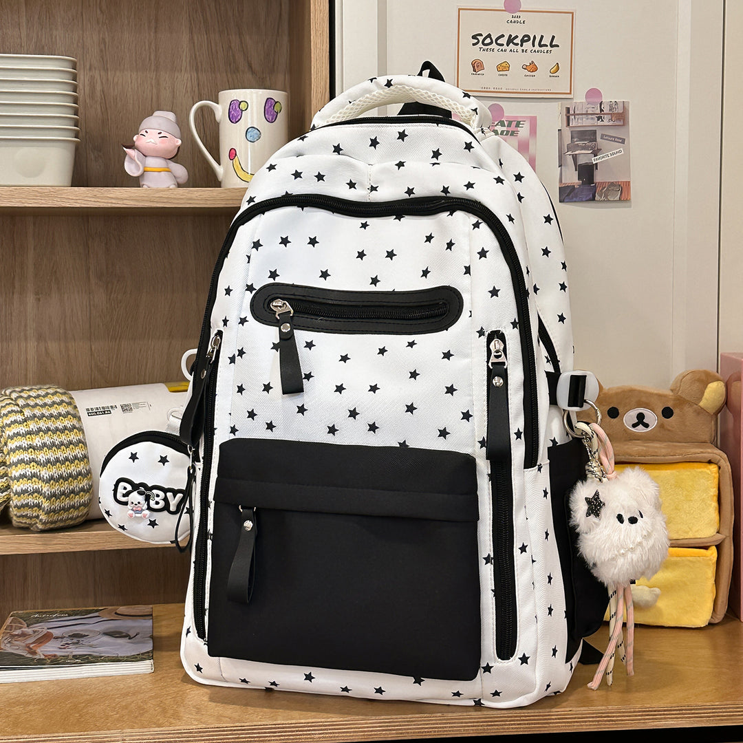 Backpack with Charming Star Applications and Practical Compartments Stornfield
