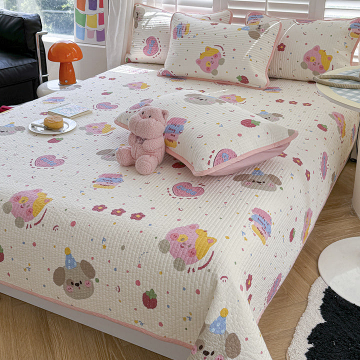 Quilted Space-Themed Bedspread Set with Pillow Shams