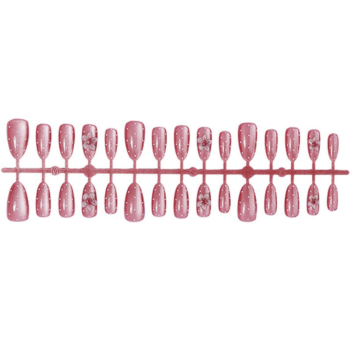Artificial nail set with glamorous glitter design and floral accent Stornfield